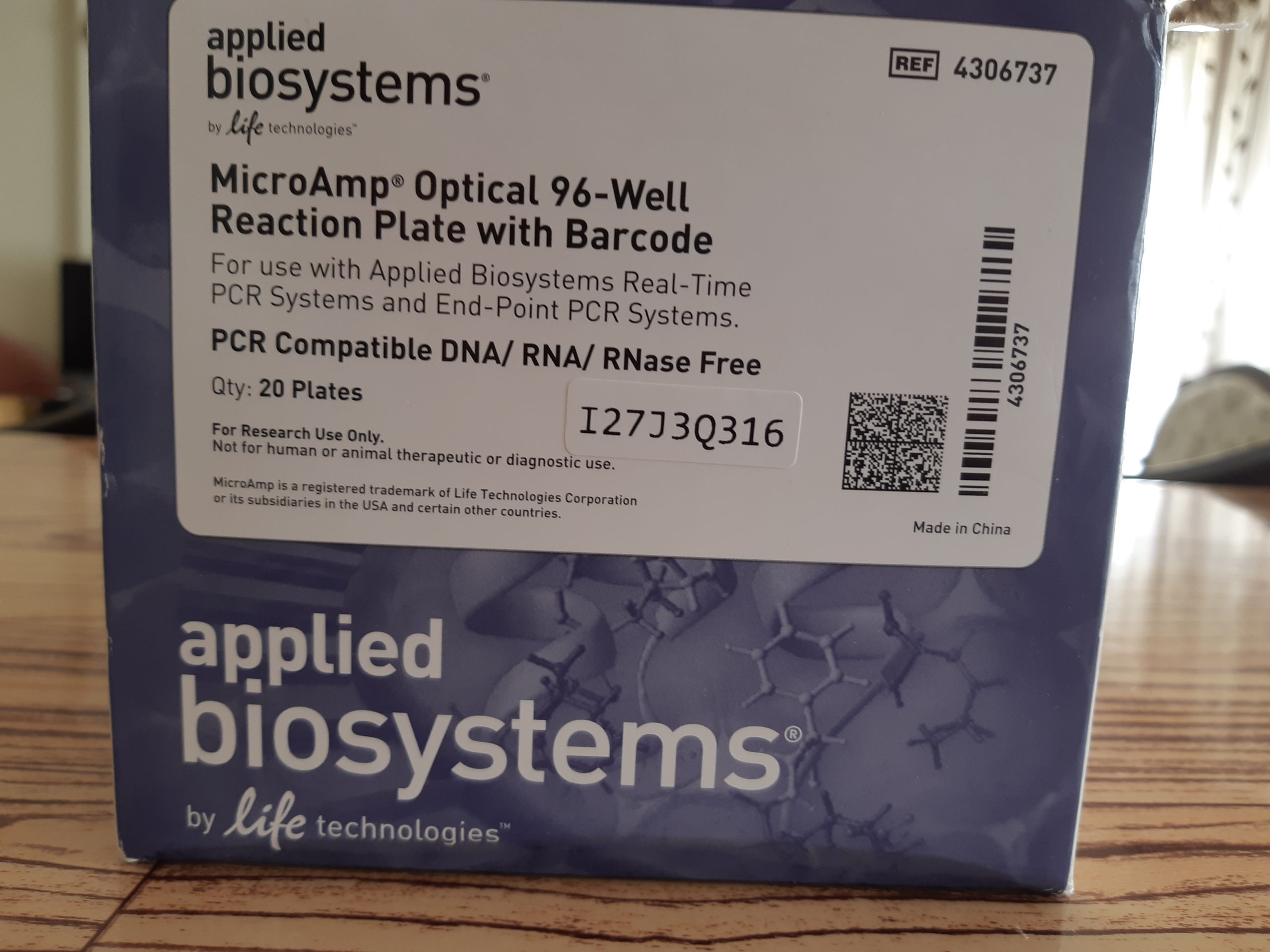 MicroAmp Optical 96-well reaction plate with barcode